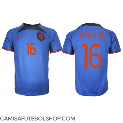 Camisa de time de futebol Holanda Tyrell Malacia #16 Replicas 2º Equipamento Mundo 2022 Manga Curta